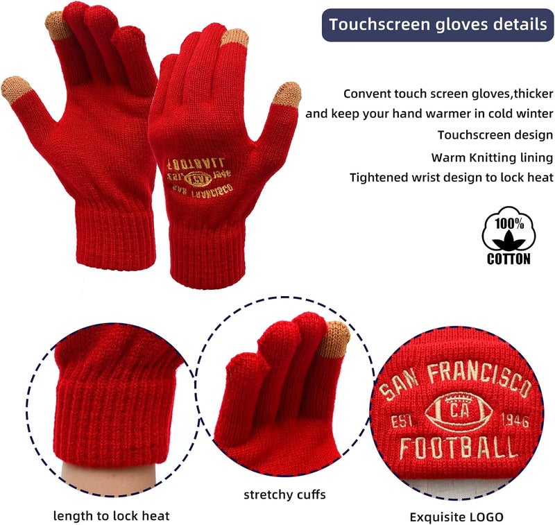 mtstaowe Vintage Classic Skull Cap Embroidery Beanie Fasion Hat Cuffed Winter Hat Knit Comes with Warm Gloves Gifts for Men Women Fans - Image 3